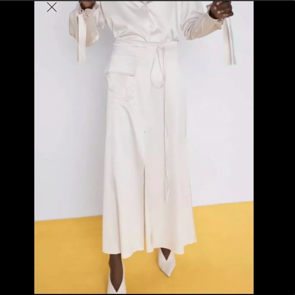 COPY - Zara cream satin midi maxi with front slit